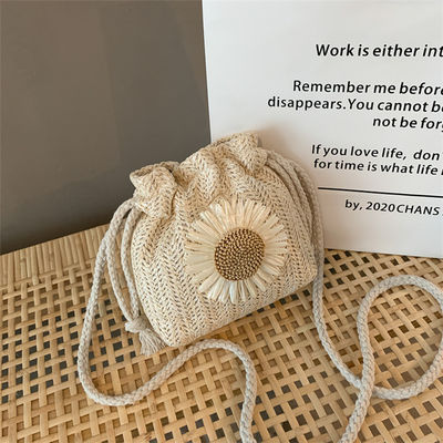 Bolso de playa de mujer Unisex de paja Crossbody Bolso de hombro Bolso de balde tejido de verano