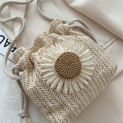 Bolso de playa de mujer Unisex de paja Crossbody Bolso de hombro Bolso de balde tejido de verano