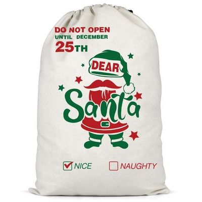 Color personalizado y logotipo personalizado aceptado Bolsas de lienzo portátiles de Navidad reutilizables