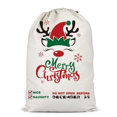 Color personalizado y logotipo personalizado aceptado Bolsas de lienzo portátiles de Navidad reutilizables