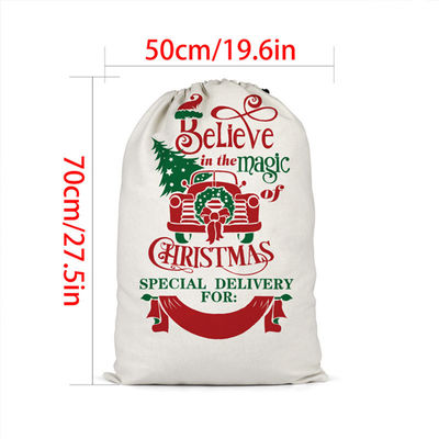 Color personalizado y logotipo personalizado aceptado Bolsas de lienzo portátiles de Navidad reutilizables