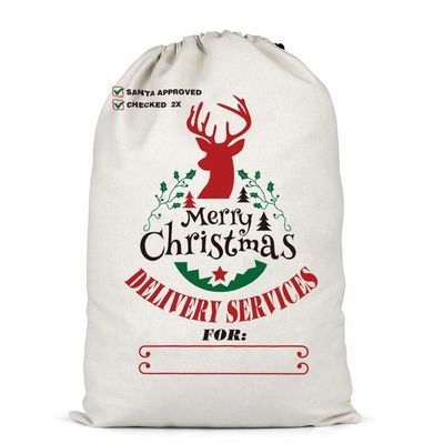 Color personalizado y logotipo personalizado aceptado Bolsas de lienzo portátiles de Navidad reutilizables