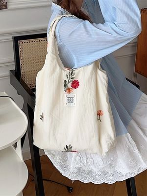 Bolso de hombro para estudiantes universitarios Bolso de bolsa de gran capacidad con diseño de impresión de flores lindo