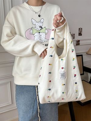 Bolso de hombro para estudiantes universitarios Bolso de bolsa de gran capacidad con diseño de impresión de flores lindo