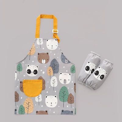 Uniforme a granel lindo impermeable en PU Niños lactantes Niños Pintando delantal con mangas