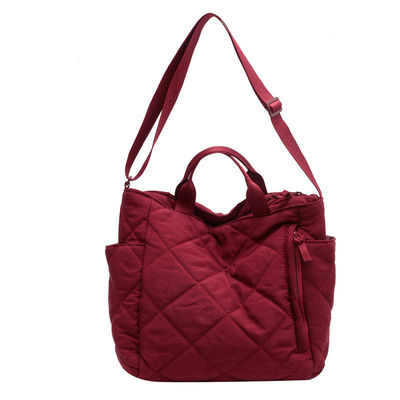 Bolso de algodón ligero con logotipo personalizado de mujer bolso hinchado bolso de colchoneta bolso de hombro único