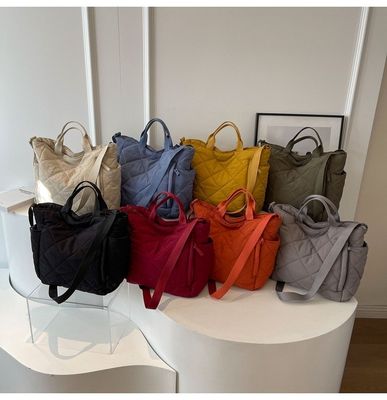 Bolso de algodón ligero con logotipo personalizado de mujer bolso hinchado bolso de colchoneta bolso de hombro único