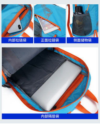 Logotipo personalizado Bolsas deportivas de gimnasio de nylon plegables Ligeras e impermeables Mochila de salida