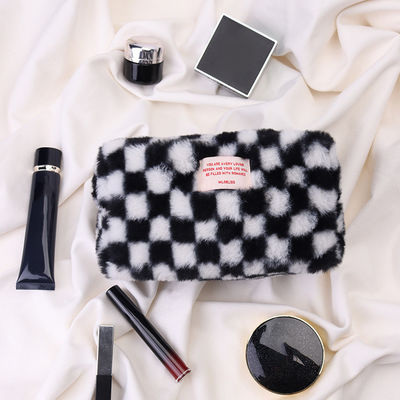 Bolso de maquillaje Gingham de gran capacidad con color personalizado y logotipo de bordado de toallas
