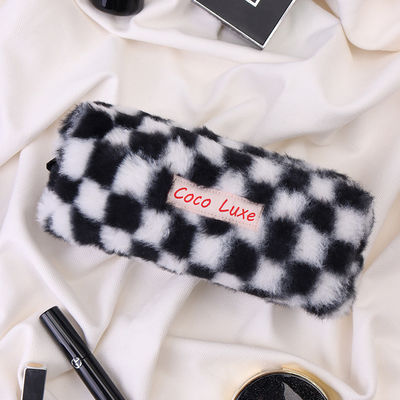 Bolso de maquillaje Gingham de gran capacidad con color personalizado y logotipo de bordado de toallas