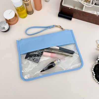 Bolsa de maquillaje de color transparente personalizada para organizar artículos cosméticos y personales a granel