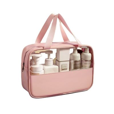 Bolsa cosmética transparente para viajes con cierre de cremallera y diseño de logotipo personalizado