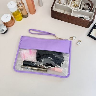 Bolsa de maquillaje de color transparente personalizada para organizar artículos cosméticos y personales a granel