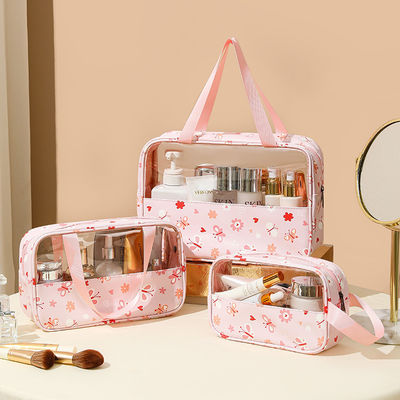 Bolsa cosmética transparente para viajes con cierre de cremallera y diseño de logotipo personalizado