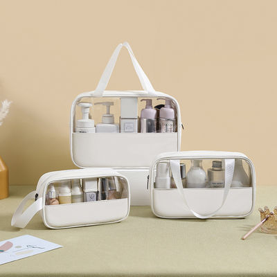 Bolsa cosmética transparente para viajes con cierre de cremallera y diseño de logotipo personalizado