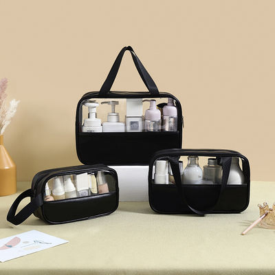 Bolsa cosmética transparente para viajes con cierre de cremallera y diseño de logotipo personalizado