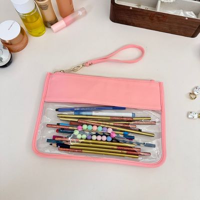 Bolsa de maquillaje de color transparente personalizada para organizar artículos cosméticos y personales a granel