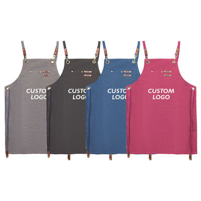 Logotipo personalizado del delantal de algodón de espalda cruzada para cocinero en la compra de suministros de pedido al por mayor