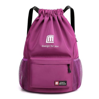 Material principal de lienzo mochila de cuerda de dibujo bolsa de gimnasio ligera para deportes logotipo de baloncesto