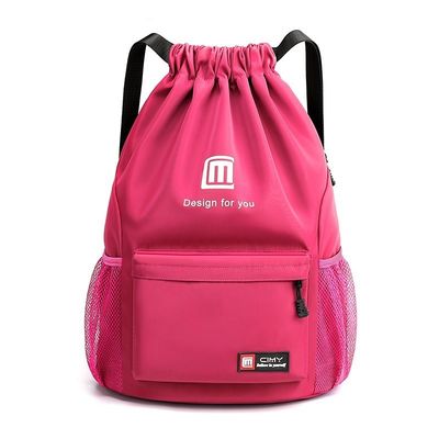 Material principal de lienzo mochila de cuerda de dibujo bolsa de gimnasio ligera para deportes logotipo de baloncesto