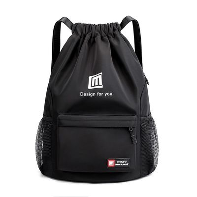 Material principal de lienzo mochila de cuerda de dibujo bolsa de gimnasio ligera para deportes logotipo de baloncesto
