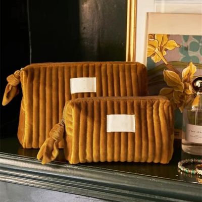 Bolso de viaje suave y cómodo de algodón Cosmético Bolso con cremallera Plush Velvet