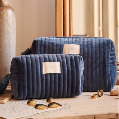 Bolso de viaje suave y cómodo de algodón Cosmético Bolso con cremallera Plush Velvet