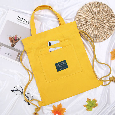 Bolso de mano para estudiantes con logotipo personalizado Mochila de lona con cierre de cinturón y doble...