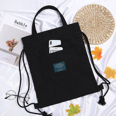 Bolso de mano para estudiantes con logotipo personalizado Mochila de lona con cierre de cinturón y doble...