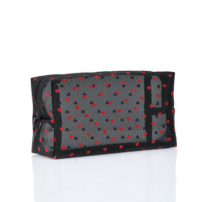 Bolsa de cosméticos Love Mesh de gran capacidad y logotipo personalizado para un acceso sin esfuerzo a los cosméticos