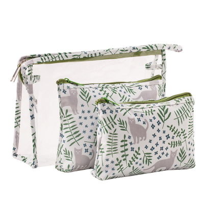 Acceptable OEM / ODM Bolsa de almacenamiento transparente de PVC de tres piezas de moda para artículos de tocador