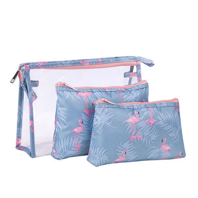 Acceptable OEM / ODM Bolsa de almacenamiento transparente de PVC de tres piezas de moda para artículos de tocador