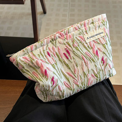 Bolso de maquillaje de lona de algodón de viaje personalizado para mujeres Bolso cosmético de estilo de moda