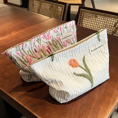 Bolso de maquillaje de lona de algodón de viaje personalizado para mujeres Bolso cosmético de estilo de moda