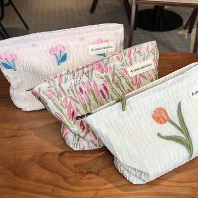Bolso de maquillaje de lona de algodón de viaje personalizado para mujeres Bolso cosmético de estilo de moda