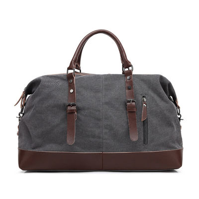 Bolsas de equipaje de entrenamiento de gran tamaño de lona impermeable de cuero genuino Bolsa de fin de semana marrón