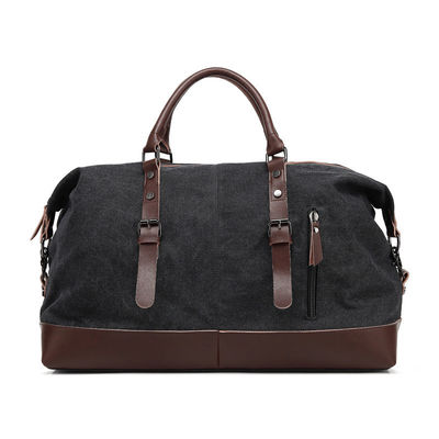 Bolsas de equipaje de entrenamiento de gran tamaño de lona impermeable de cuero genuino Bolsa de fin de semana marrón
