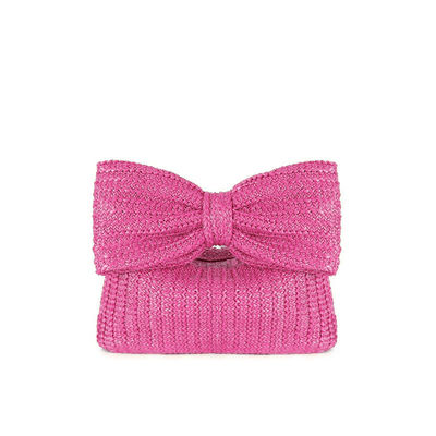 Bolso de compras personalizado Mujeres Arco de paja tejido de playa Raffia embrague Bolso de mano Casual Tote