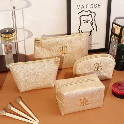 Bolsas cosméticas de logotipo personalizado de alto valor Bolsa de maquillaje portátil de PU multifuncional con cremallera