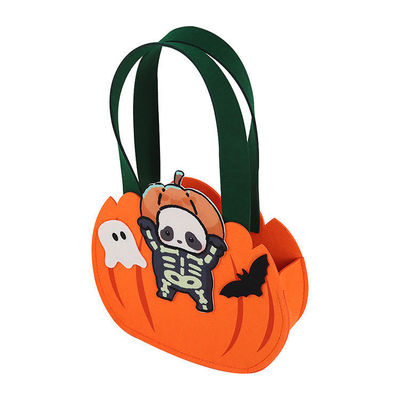 Bolsa en forma de calabaza de fieltro para recoger dulces o juguetes en la celebración de Halloween