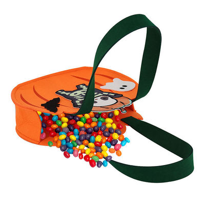 Bolsa en forma de calabaza de fieltro para recoger dulces o juguetes en la celebración de Halloween