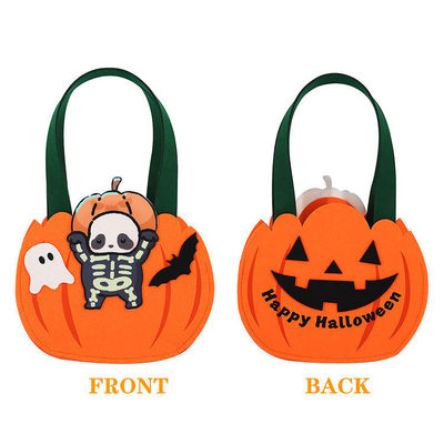 Bolsa en forma de calabaza de fieltro para recoger dulces o juguetes en la celebración de Halloween