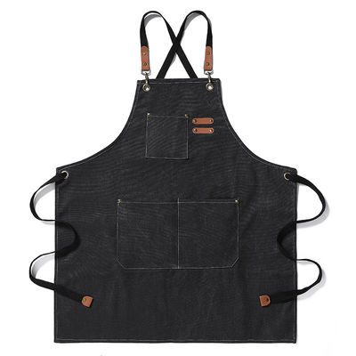 Delantal unisex para el trabajo de cocina y restaurante Logotipo personalizado Plain Black Chef Waiter delantal