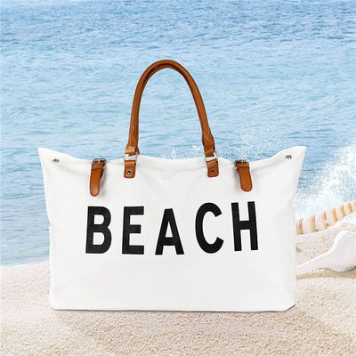 Bolso de Tote de lona personalizado de diseño 2023 Bolso de playa grande para mujeres a prueba de agua y arena
