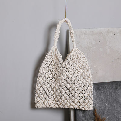 Material de revestimiento de poliéster 2024 Bolso de ropa de playa de compras grande de crochet a mano para mujeres