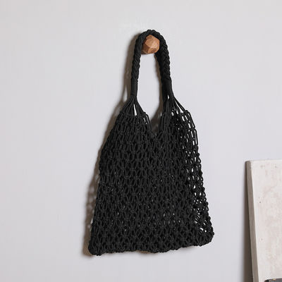 Material de revestimiento de poliéster 2024 Bolso de ropa de playa de compras grande de crochet a mano para mujeres