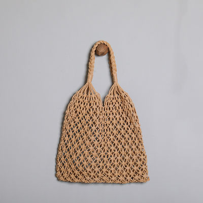 Material de revestimiento de poliéster 2024 Bolso de ropa de playa de compras grande de crochet a mano para mujeres