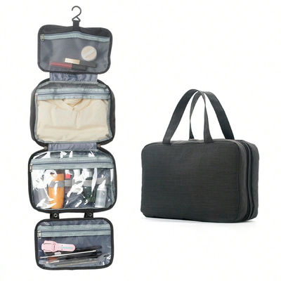 Bolsa de higiene de viaje portátil de poliéster de cuatro pliegues impermeable para opciones de color personalizadas