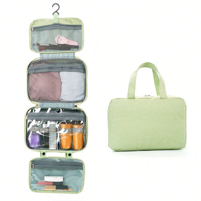 Bolsa de higiene de viaje portátil de poliéster de cuatro pliegues impermeable para opciones de color personalizadas
