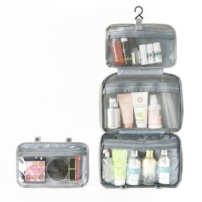 Bolsa de higiene de viaje portátil de poliéster de cuatro pliegues impermeable para opciones de color personalizadas